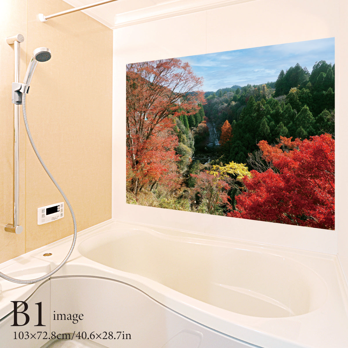 お風呂ポスター 粟又の滝と紅葉 横型(千葉県) B1イメージ