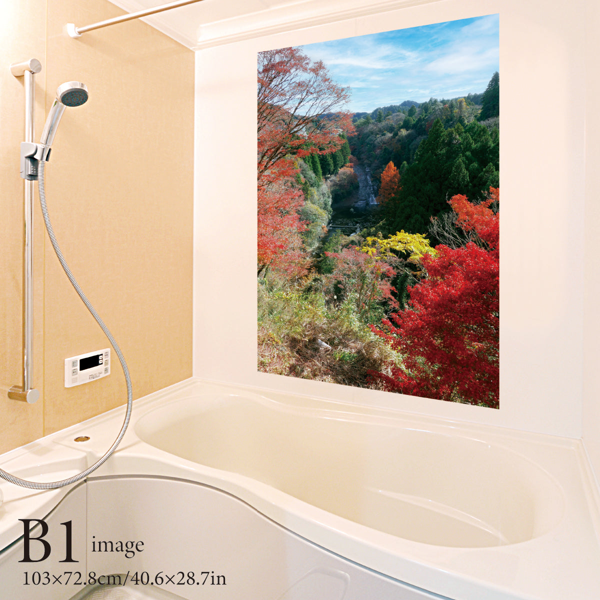 お風呂ポスター 粟又の滝と紅葉 縦型(千葉県) B1イメージ