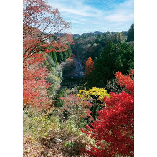 お風呂ポスター 粟又の滝と紅葉 縦型（千葉県）