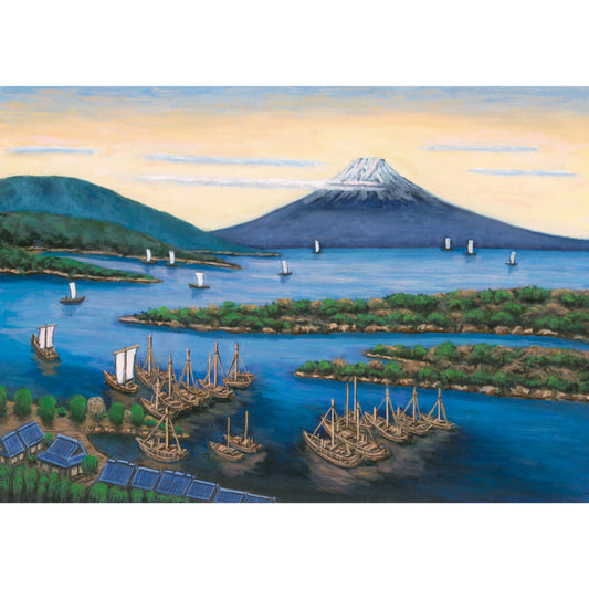 お風呂ポスター 北前船と富士山(銭湯画)