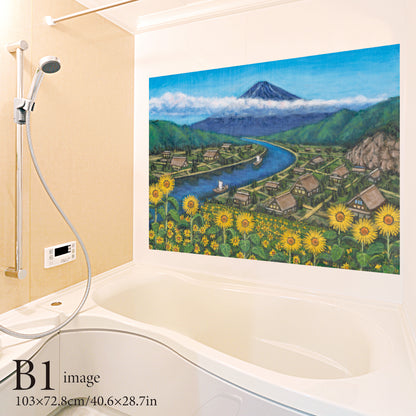Enoshima and Mt. Fuji (public bath painting)