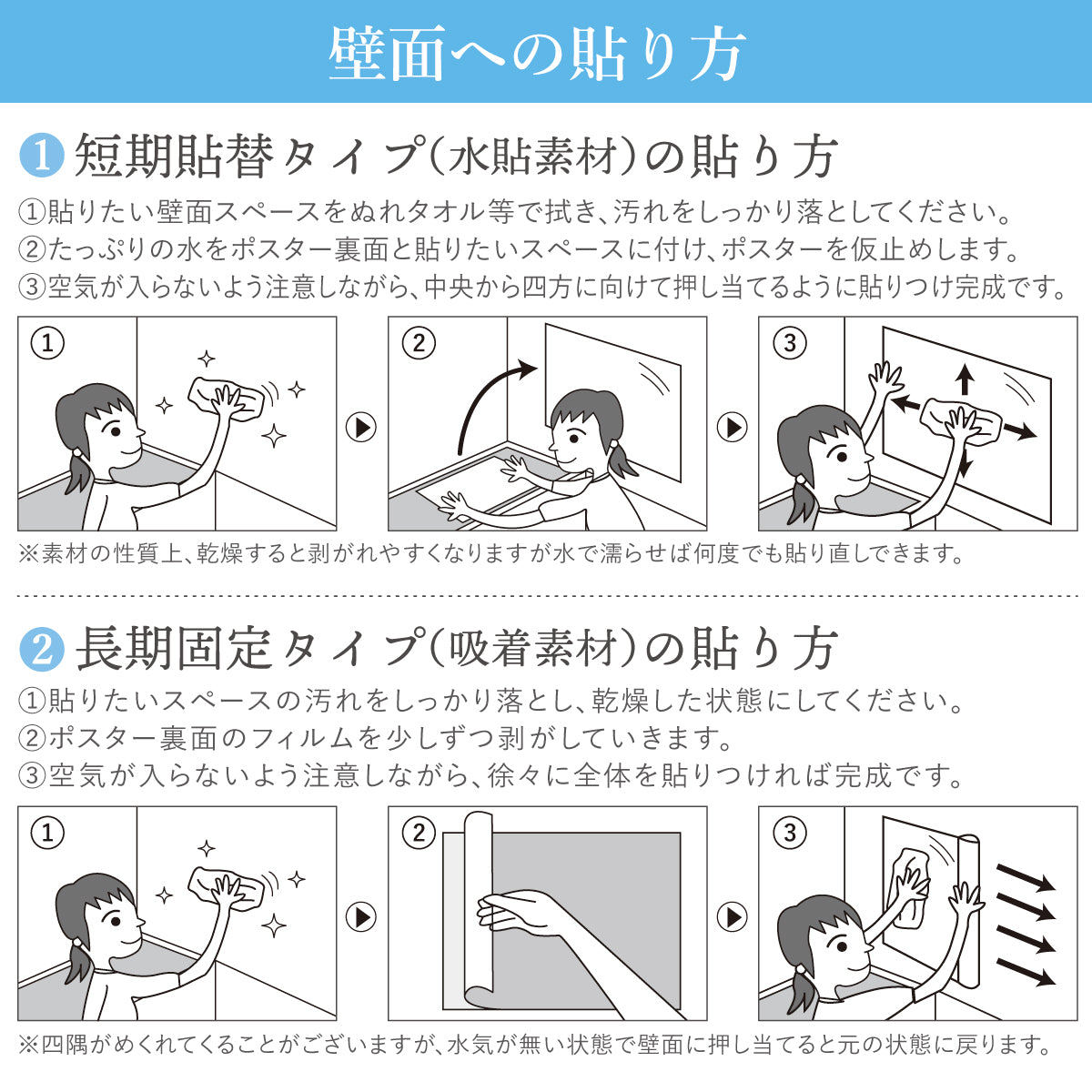 お風呂ポスターの壁面への貼り方